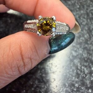 14k natural fancy deep brownish-yellow diamond